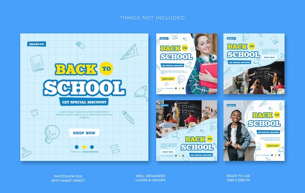 Back to school social media post Colorful social media template Trendy editable social media template