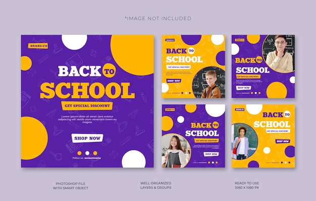 Back to school social media post colorful social media template trendy editable social media template