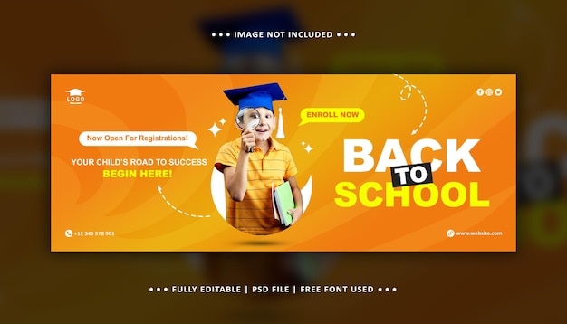 学校に戻るソーシャルメディア投稿Facebookカバーバナーテンプレート