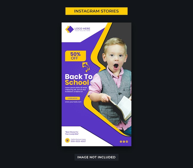 PSD back to school social media post and instagram stories template