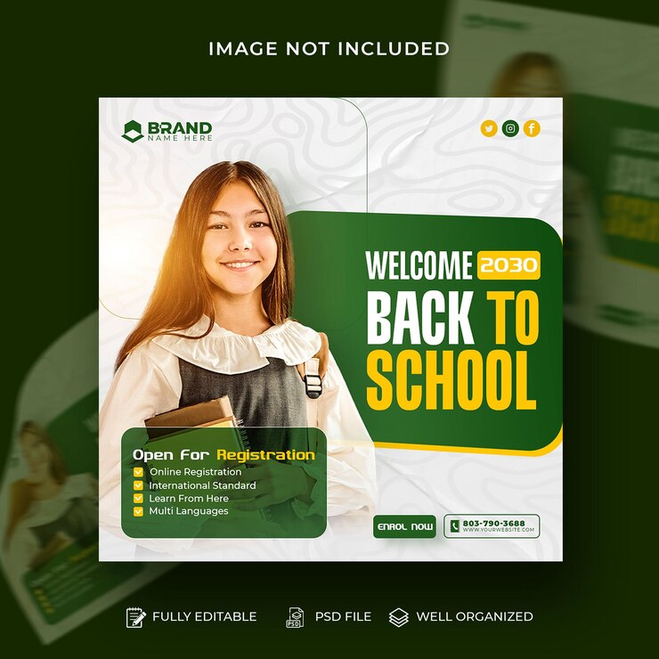 Back to school social media post Photoshop Template