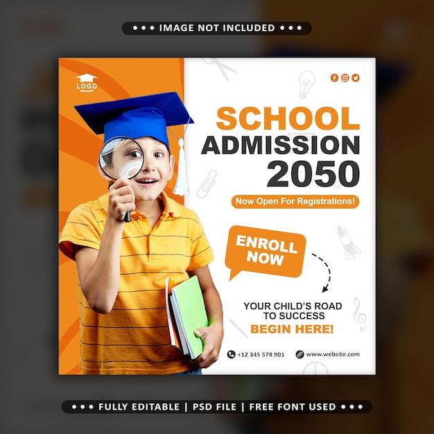 Back to school social media post square banner template