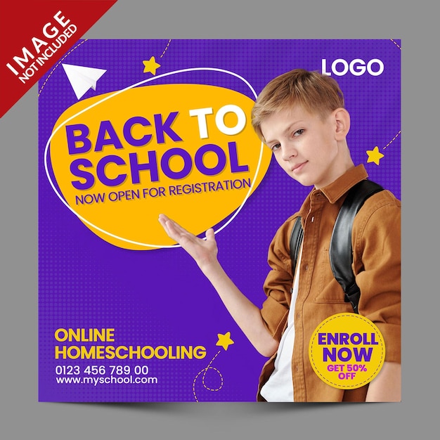 Back to school for social media post template editable premium psd