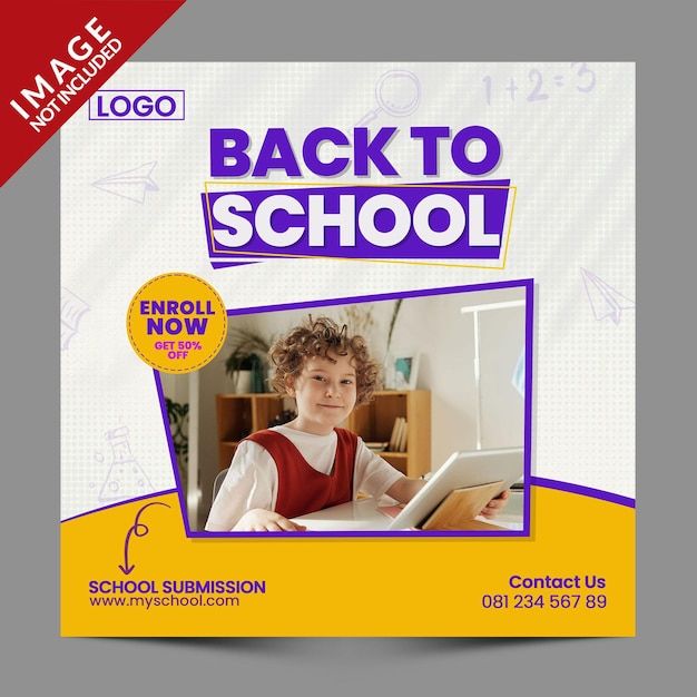 PSD back to school for social media post template editable premium psd