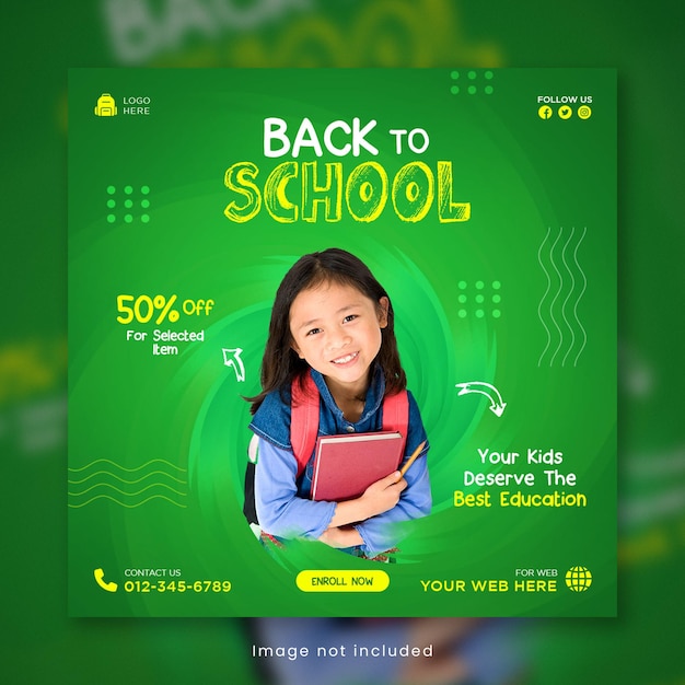 Back to school social media post template