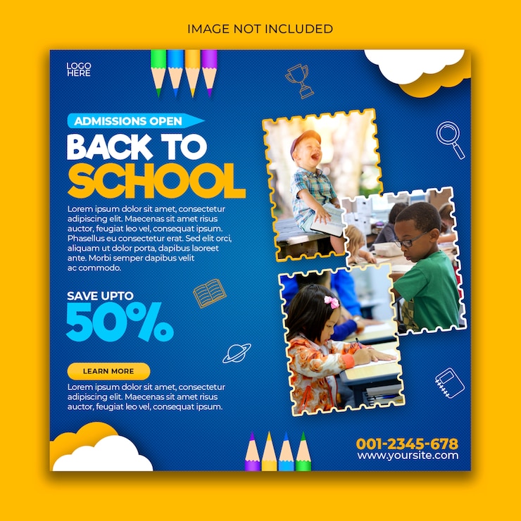PSD back to school social media post template