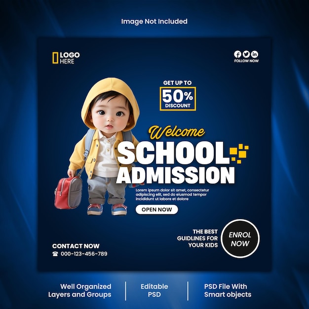 Back to school social media psd post template