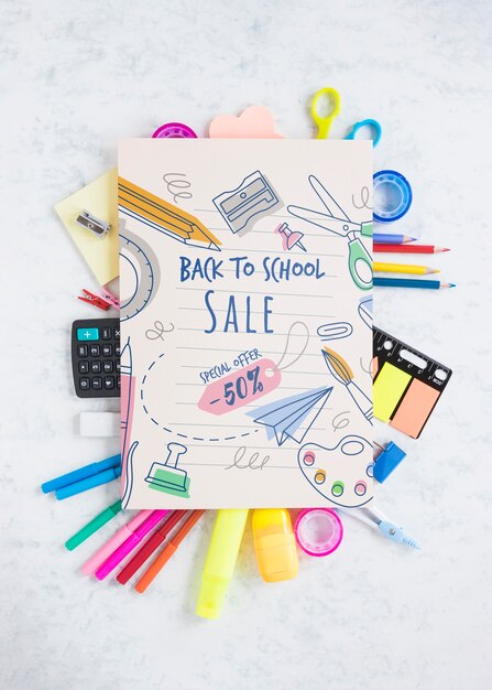 Offerta speciale di vendita a scuola con uno sconto del 50%