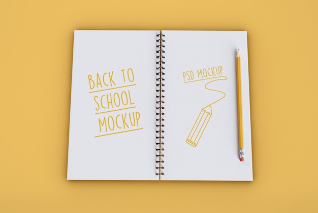 PSD back to school on spiral notebook mockup