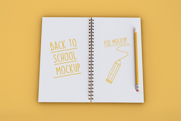back to school on spiral notebook mockup