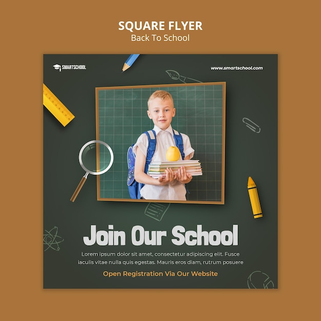 PSD back to school square flyer template