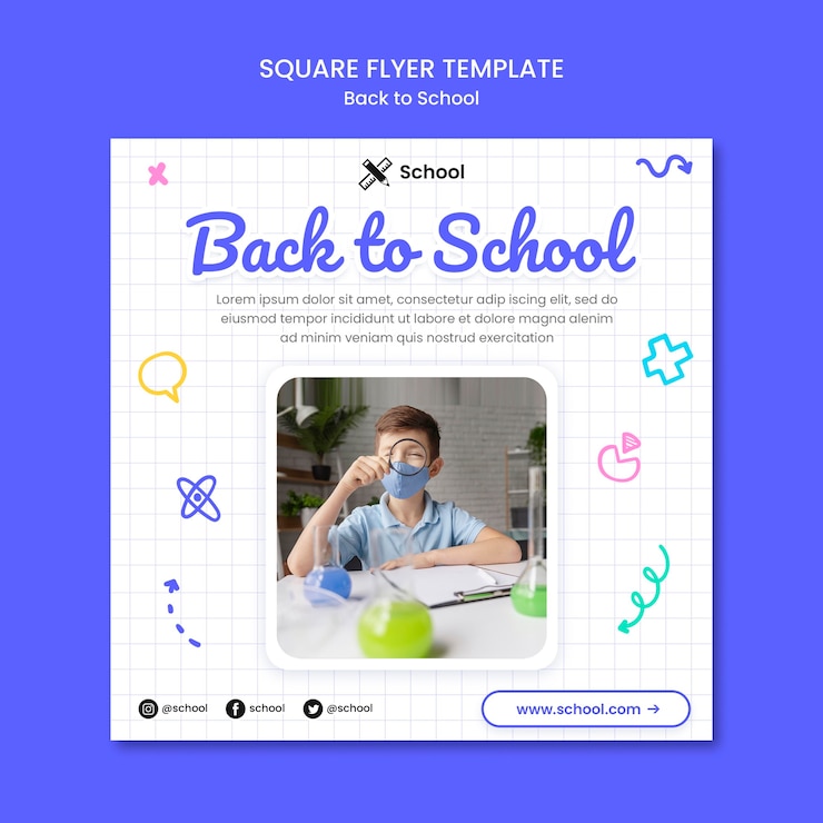 PSD back to school square flyer template