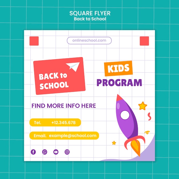 Back to school square flyer template