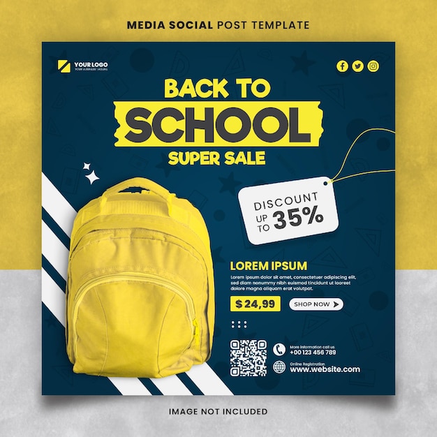 Back to school super sale media social post template