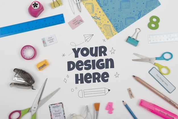 Back to school supplies mock-up design