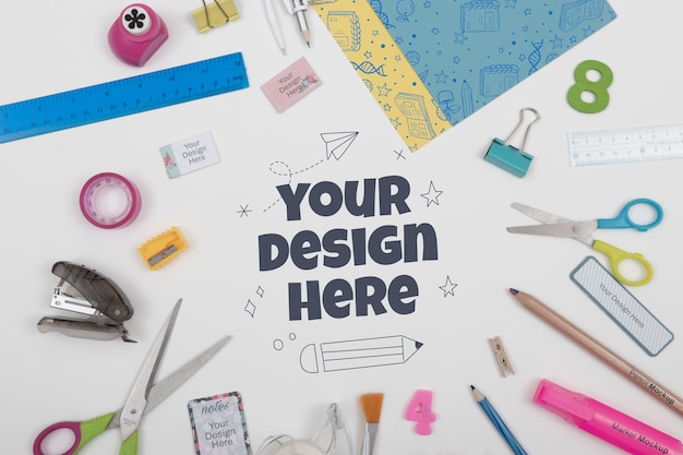 PSD ritorno a scuola forniture mock-up design