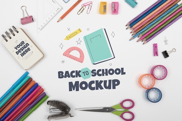 back to school supplies mock-up design