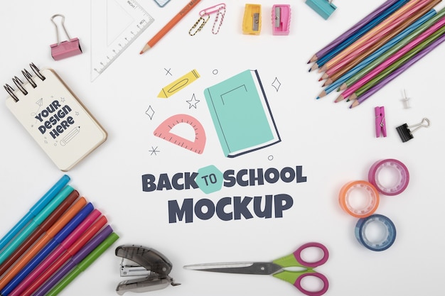 PSD back to school supplies mock-up design