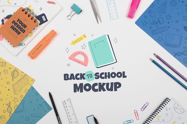 PSD back to school supplies mock-up design