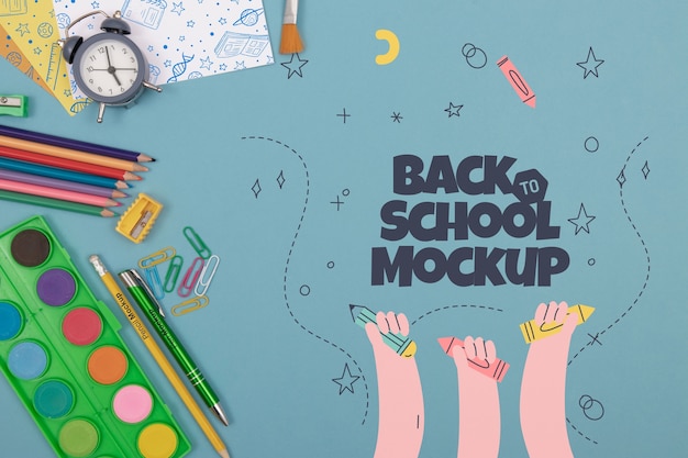 PSD back to school supplies mock-up design