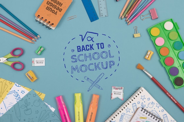 PSD back to school supplies mock-up design