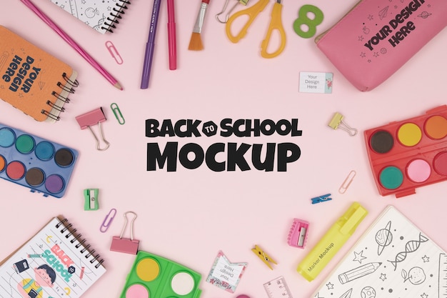 Back to school supplies mock-up design