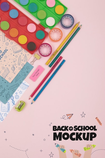 PSD back to school supplies mock-up design