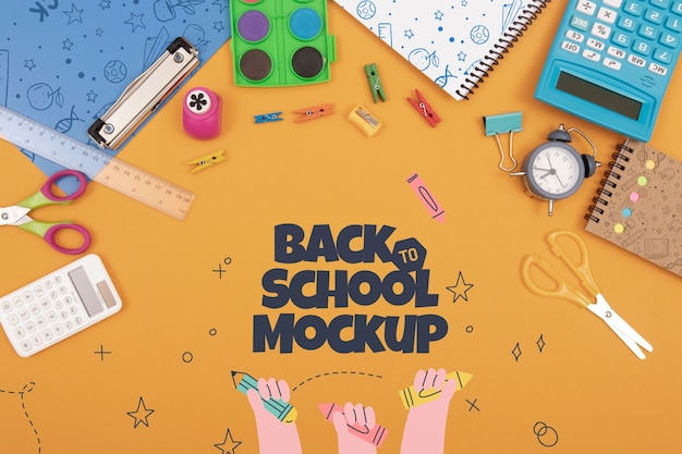 PSD back to school supplies mock-up design