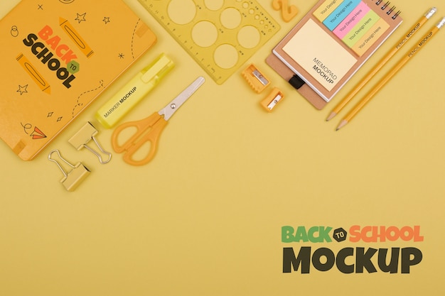 PSD back to school supplies mock-up design