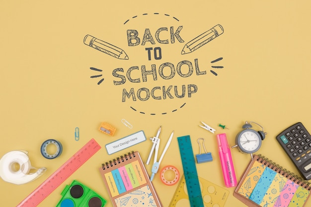 PSD back to school supplies mock-up design