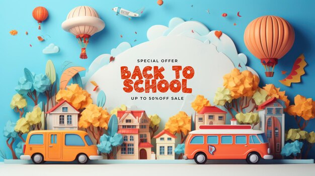 PSD back to school template illustration ai generativexa