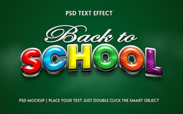 PSD back to school text effect mockup