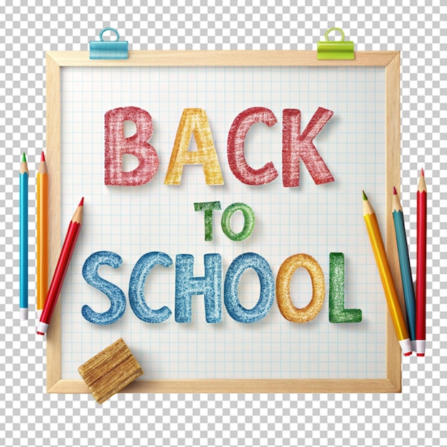 PSD back to school text on transparent background