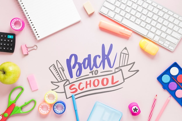 Back to school trends on pink background
