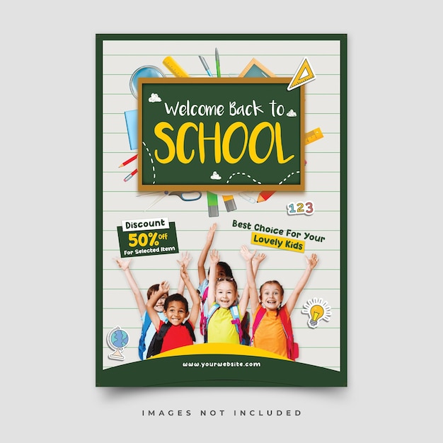 Back to school vertical flyer template