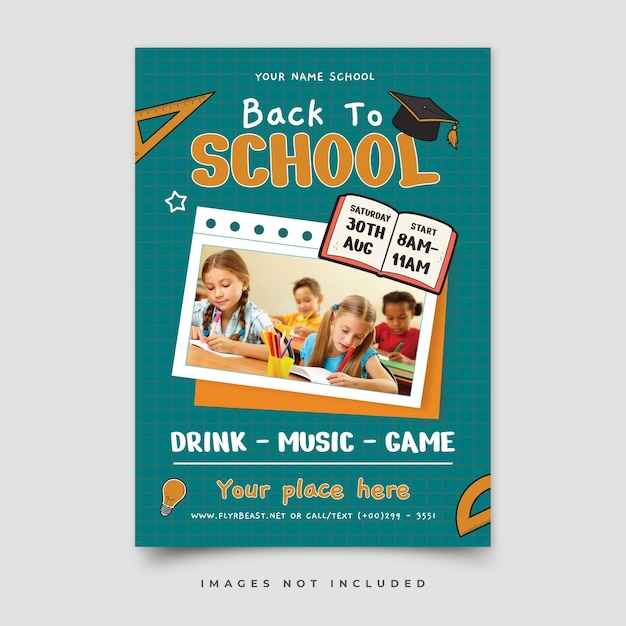 Back to school vertical flyer template