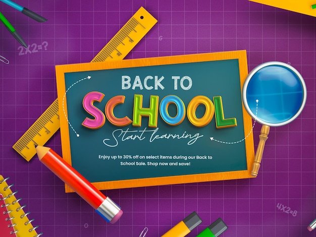 back to school with chalkboard social media banner template