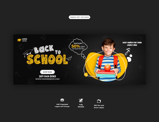 PSD back to school with discount offer facebook cover template