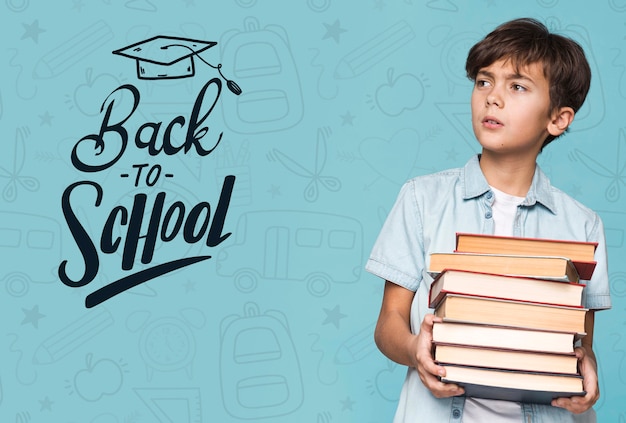 Back to school young cute boy mock-up