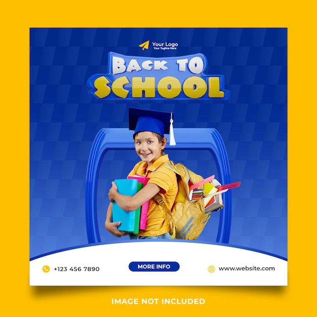 Сообщение в социальных сетях Back to School 3d