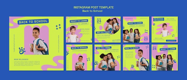 PSD Обратно в школу шаблон оформления постов в instagram