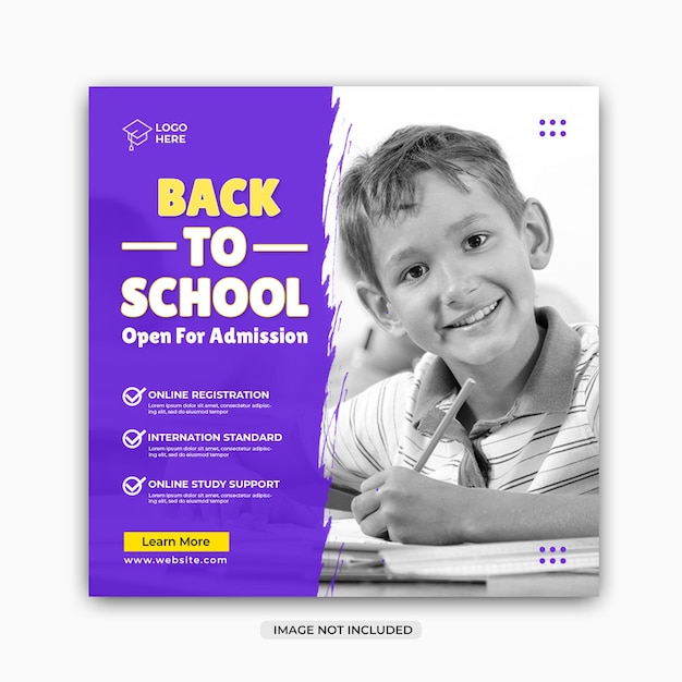 PSD back to school social media post en webbanner