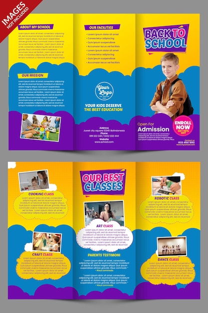 PSD Рекламный шаблон брошюры back to school trifold