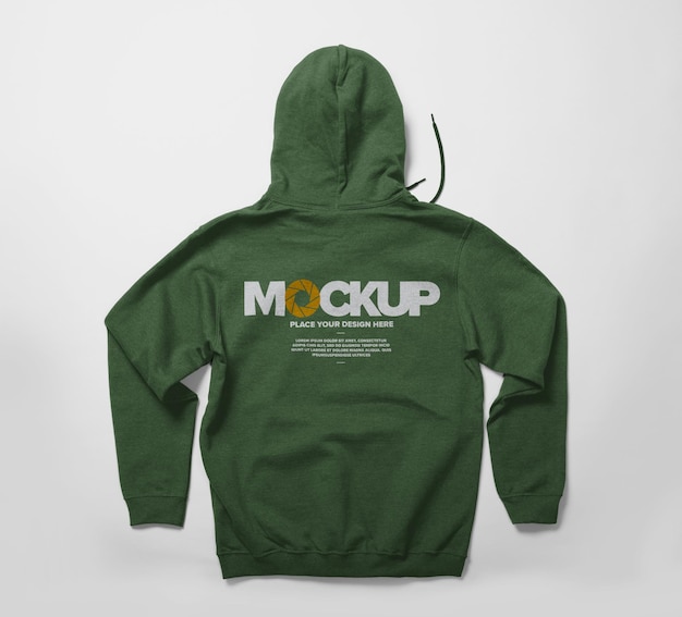 Back view of hoodie mockup design isolated