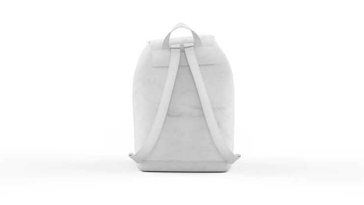 PSD back view of white female backpack