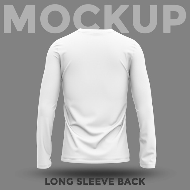 Back view white long sleeves mockup