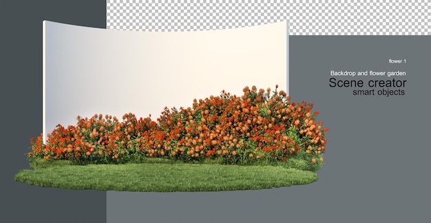 PSD backdrop decorated with flower gardens