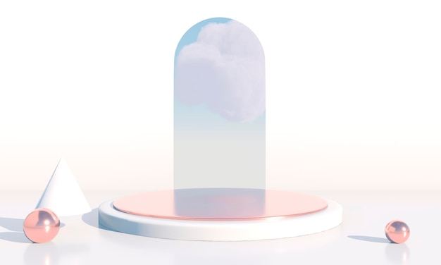 PSD background 3d rendering with podium and minimal cloud scene, minimal product display background 3d rendered.