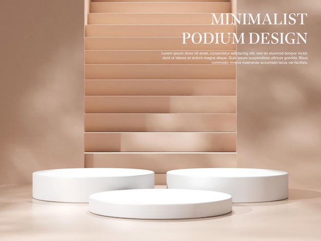 PSD scena 3d di sfondo con un podio vuoto per la visualizzazione di prodotti in stile minimale e geometrico