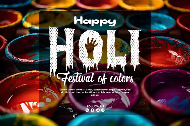 Background of a bowl containing colorful holi in holi celebration